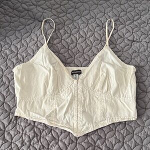 Urban Outfitters Cream Smocked Corset Top